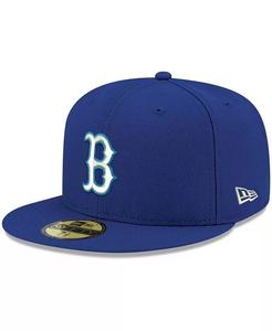 Мужская приталенная кепка Royal Boston Red Sox Logo белая 59FIFTY New Era