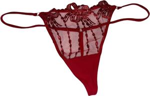 Victoria's Secret Трусики V-String с вышивкой бантиком и сеткой, цвет Red, новые, Red/Lipstick