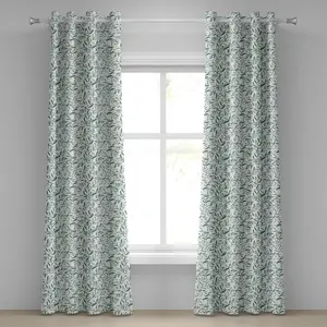 Садовая штора на люверсах ABAKUHAUS, оливковые ветки с листьями, классическая, простая, мягкая, весенняя тема, декоративные двухпанельные шторы, 280 см x 260 см, цвет миндальный зеленый Abakuhaus