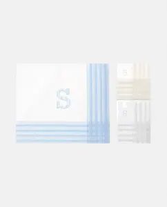 Футляр из 3 мужских хлопковых носовых платков с инициалами Guasch