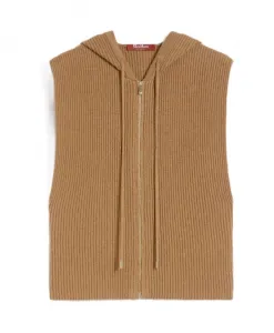 Жилет с капюшоном Mescal Max Mara Studio, коричневый