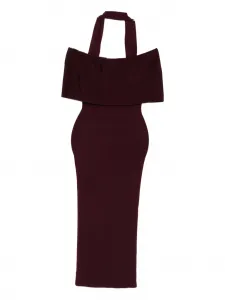 Платье с халтер-воротом и воланами Roland Mouret, красный