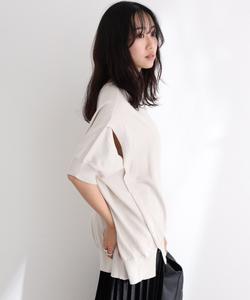 Вязаный топ с открытым круглым вырезом, красивый вязаный топ с короткими рукавами для женщин Pourvous, цвет Light Gray