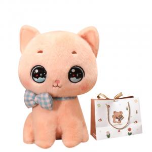 Милые плюшевые куклы Goody Cat высотой 22см/28см/35см OU DI PIG, Pink+Bear Shopping Bag