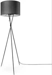 Торшер Paco Home "KATE CANVAS UNI COLOR", лампа E27 | без лампы, штатив для гостиной, тканевый абажур, торшер, текстильный абажур E27 Рост: 177,5 см, черный