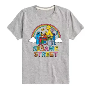Футболка с рисунком радуги «Улица Сезам» для мальчиков 8-20 лет Licensed Character, серый
