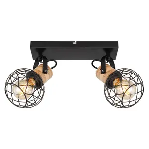 Потолочный светильник LACKY E27 1 шт. Потолочный спот/черный/MDF коричневый/прихожая/гостиная/спальня Globo Lighting, черный