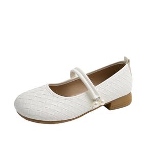 WUJI Женские туфли Мэри Джейн на массивном каблуке экрю, цвет Ecru