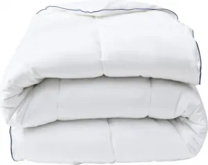 Одеяло средней плотности с защитой от клещей - 240 x 260 см - Чехол из сатина, плотность 120 нитей/см² - Наполнитель 300 г/м² - Белый с синей отделкой - PRESTIGIA от Palacio Vente-unique