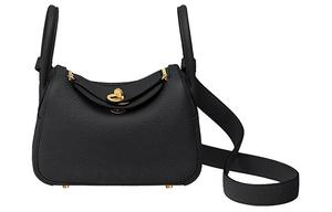 Сумка плечевая кроссбоди мини Lindy Taurillon Clemence Кожа Noir Black HERMES