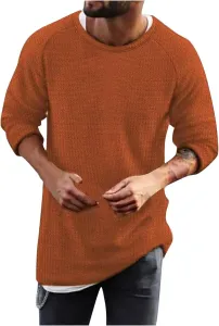 Мужской свитер с круглым вырезом Casual Solid Pullover Slim Fit с длинными рукавами Raglan