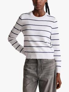 Джемпер с фактурной полоской и круглым вырезом Benetton, White