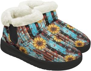 Зимние женские ботинки, удобные, теплые, с противоскользящей подошвой, мягкие утепленные ботинки до щиколотки для дома и улицы, для снега Gdxynsmny, Aztec Sunflower