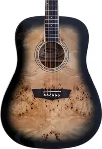 Акустическая гитара Washburn DFBD Burl D Dreadnought, верх из распущенного тополя, черный градиент