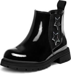 Детские ботильоны K KomForme с блестками для девочек, боковая молния, подошва Lug (для малышей/младших детей/старших детей), Black Star