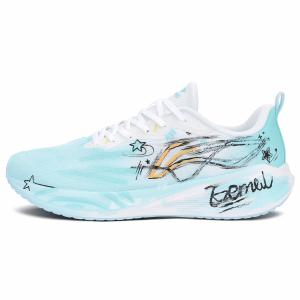 Мужские низкие повседневные кроссовки LiNing Wuyue с амортизацией, износостойкостью и воздухопроницаемостью для бега на короткие дистанции., синий зеленый