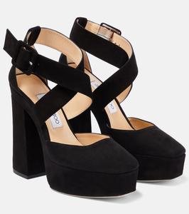 Туфли-лодочки из кожи на платформе Gian 140 Jimmy Choo, черный