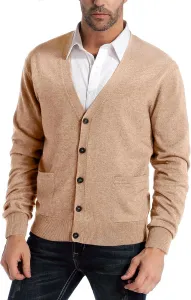 Мужской кардиган Kallspin из шерстяной смеси с V-образным вырезом и карманами