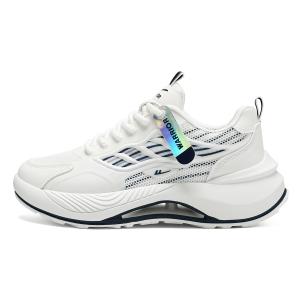 WARRIOR Амортизирующие износостойкие дышащие утепляющие низкие массивные кроссовки мужские черно-белые/темно-синие, цвет White/Dark Blue