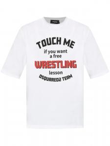 Футболка из хлопка с надписью DSQUARED2, белый