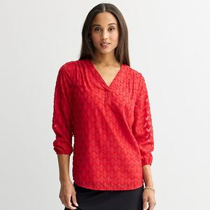 Женская блузка с v-образным вырезом из шифона Croft & Barrow, Inviting Red