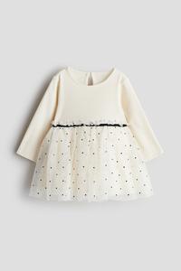 Платье из джерси с тюлевой юбкой H&M, бежевый