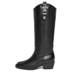 BASTO Высокие сапоги на каблуке 5 см женские черные, цвет Black