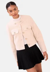 Куртка прямого кроя без воротника, легкая, с начесом. Lipsy, Cream