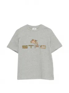 Футболка с вышивкой Etro Kids, серый