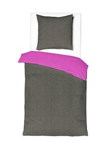 Комплект постельного белья из двух частей, двусторонний, из перкаля, 135x200 см, двухцветный: антрацит/розовый JACK, 135x200 см