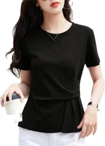 Женская футболка бордового цвета из хлопка Plus Size с круглым вырезом