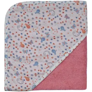 Полотенце с капюшоном Птица кораллового цвета, полотенце с капюшоном 80/80, верхняя часть капюшона из принтованного однослойного джерси Wörner, коралл