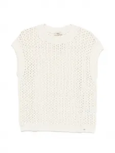 Вязаный топ с открытой вязкой Herno, бежевый