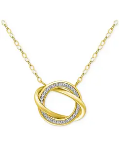 Ожерелье с подвеской «Любовный узел» из стерлингового серебра с кубическим цирконием, 16 дюймов + 2-дюймовая удлинительная вставка, эксклюзивно в Macy's Giani Bernini, gold