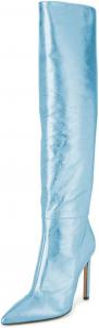 Женские металлические сапоги FSJ до колена с закрытым носком, на высоком каблуке-шпильке, размеры 4-15 США, Blue