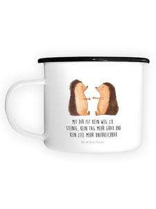 Эмалированная кружка XL "Ежик" с надписью "Любовь" белого цвета Mr. & Mrs. Panda