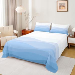 Erosebridal Комплект постельного белья Blue Ombre с градиентным рисунком волн в морском стиле, Blue White