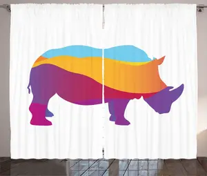 Шторы ABAKUHAUS Animal Rustic, современный дизайн, дикая природа, универсальные ленточные шторы для гостиной с петлями и крючками, 280 x 225 см, разноцветные Abakuhaus