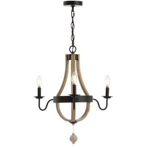 Подвесной светильник Safavieh Kamari 3 Light, 58 см, черный / коричневый