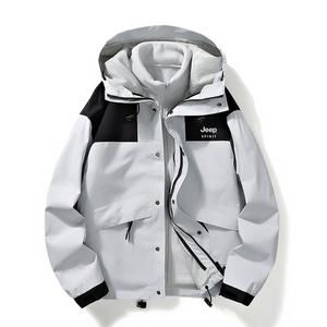 JEEP SPIRIT Водонепроницаемая ветровка защита от ветра дышащая и утепленная унисекс, White Gray (3-in-1)