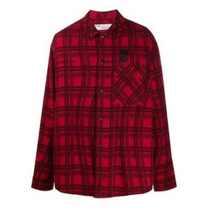 Рубашка ss20 back arrows sketch mens plaid shirts red black Off-White, красный