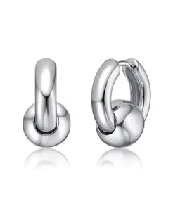 Серьги-Кольца Huggie Hoops с жемчугом и застежкой из белого золота или 14-каратного золота Rachel Glauber, silver