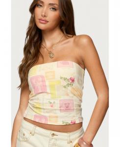 Женский винтажный топ-бандо Cicilla с комбинированным принтом Edikted, Cream