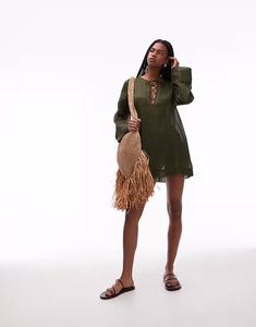 ARKET прозрачная мини-пляжная накидка из чистой рами цвета хаки