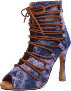 Женские удобные танцевальные туфли Minishion с открытым носком для свадьбы и вечера, ботильоны, L607 Pink/Blue 10Cm Heel