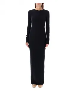 Длинное платье с длинными рукавами и круглым вырезом. ÃTerne, черный