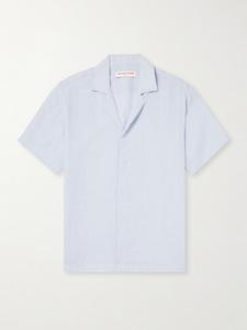 Льняная рубашка с воротником-стойкой Maitan II ORLEBAR BROWN, синий