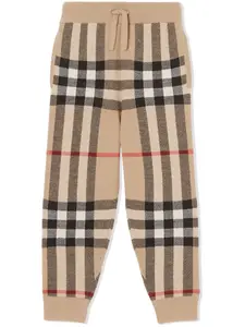 Кашемировые джоггеры в клетку Vintage Check BURBERRY KIDS, нейтральный
