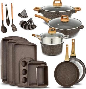 Набор кухонной посуды Bakken- Swiss, 20 предметов, коричневый