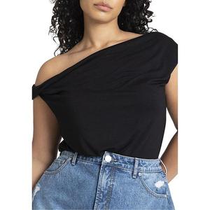 Женский топ с асимметричными рукавами, plus size Eloquii, Black Onyx